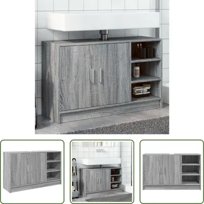 Produktbild von The Living Store Waschbeckenunterschrank Grau Sonoma 90x29x55 cm Holzwerkstoff