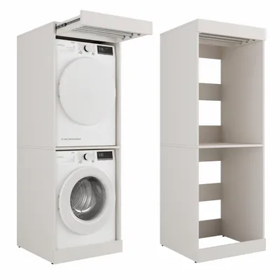 Produktbild von Waschmaschine Trockner Schrank mit Trockenauszug - Waschmaschinenschrank für Waschmaschine & Wäschetrockner - Überbauschrank 187 x 65 x 66 cm (Weiß)