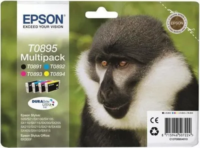 Obrázek produktu pro Multipack inkoustových kazet, Epson T0895, Singe, černá, azurová, purpurová, žlutá, C13T08954020