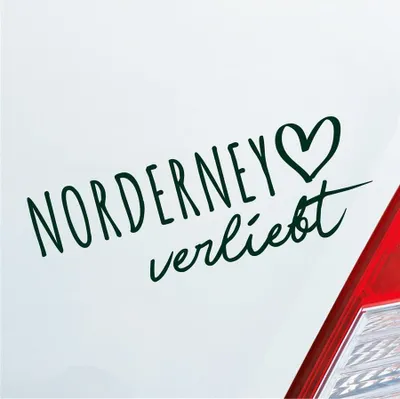 Produktbild von Auto Aufkleber Norderney verliebt Herz Insel Nordsee Liebe Car 19x7 cm Dunkelgrün Sticker Heckscheibenaufkleber