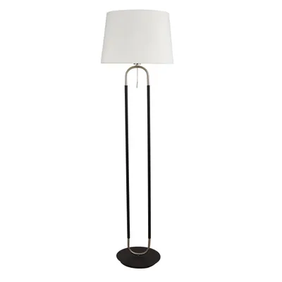 Produktbild von Stehlampe Metall Stoff 161 cm hoch in Weiß Silber matt E27 rund Modern Stehleuchte