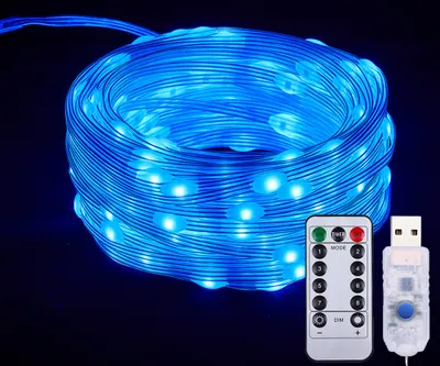 Produktbild von 10m 100 LED Lichterkette 8 Lichtmodi Wasserdicht USB Lichterketten Party Innen Weihnachten Deko, Blau