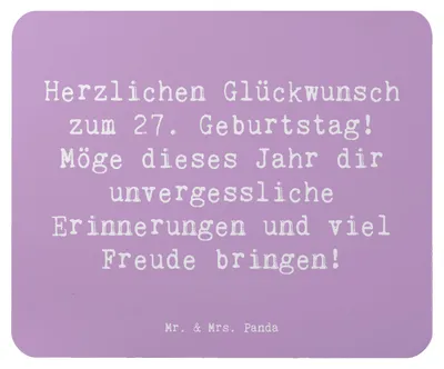 Produktbild von Mr. & Mrs. Panda Mauspad Spruch 27. Geburtstag - Lavendeltraum - Geschenk, Alter, computer, unvergessliche Erinnerungen, pc, Mouse Pad, Happy Birthday, Mousepad, laptop