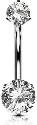 Obrázok produktu pre Piercing do brucha, titán, 14G, 16 mm, extra dlhý, s okrúhlym zirkónom