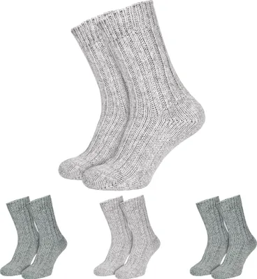 Produktbild von 4 Paar Wollsocken Damen und Herren - Kuschelig warme Stricksocken mit Alpakawolle - Dicke Wintersocken - Grau - 43/46