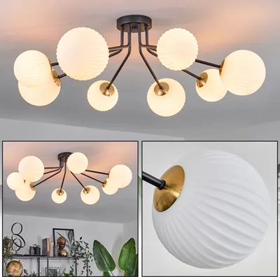 Produktbild von Isorella Deckenlampe aus Metall/Glas in Schwarz/Goldfarben/Weiß