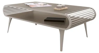 Produktbild von MIRJAN24 Couchtisch Aristo, Wohnzimmer Kaffeetisch, Basis aus Stahl (Farbe: Cashmere / Cremona Cannolo)