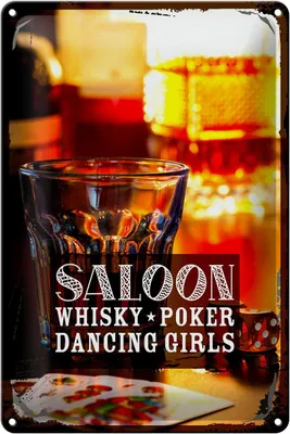 Produktbild von Blechschild Spruch Saloon Whisky Poker Zigarre Girls 20x30cm
