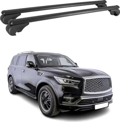 Image de Barres de toit Transversales pour Infiniti QX80 2014-2024 Aluminium Noir