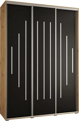 Produktbild von MEBLE KRYSPOL Cannes 12 Schrank mit 3 Schiebetüren - 205,2x180x45 cm - Artisan Schwarz Silber