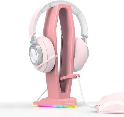 Produktbild von Gaming-Accessoires-Set mit Mouspad und RGB-Licht - 4 USB-Anschlüsse - Rosa