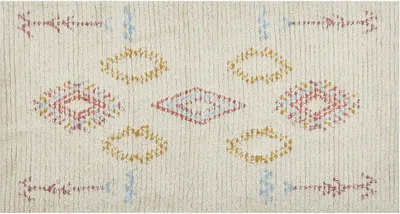 Obrázek produktu pro BELIANI Koberec béžový bavlna 80 x 150 cm geometrický vzor ručně zdobený ložnice obývák