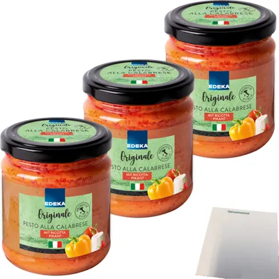 Produktbild von Edeka Pesto alla Calabrese das Original aus Italien pikant 3er Pack (3x190g Glas) + usy Block