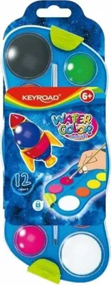 Zdjęcie produktu dla Keyroad Farby akwarelowe 12 kolorów z pędzelkiem