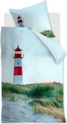 Produktbild von Beddinghouse Bettwäsche Renforcé - Lighthouse  135 x 200 cm Leuchtturm, Düne, blau