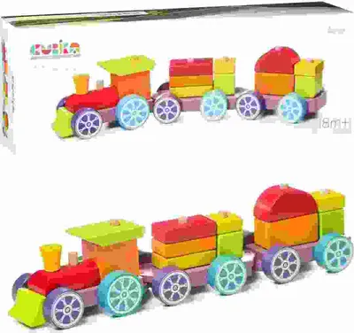 Produktbild von Cubika Holzblockzug Rainbow Express - 15-teilig