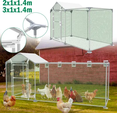 Produktbild von NAIZY Freilaufgehege Hühnerstall Hühnerhaus Verzinkter Stahlrahmen Geflügelstall Freigehege mit Schloss für Hühner und Kleintiere 3x1x1,5m