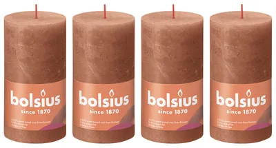 Image de lot de 4 bougies - hauteur 13 cm - diamètre 6,8 cm - Rustique - Rose rosé