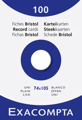 Produktbild von Exacompta Karteikarten ungelocht DIN A7 74x105mm 205g blanko Weiß 100 Stück