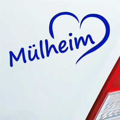 Produktbild von Auto Aufkleber Mülheim Herz Stadt City Liebe Love Heimat 16x8 cm Dunkelblau Sticker Heckscheibenaufkleber