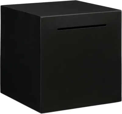 Productafbeelding van Spaarpot - Niet te openen - Roestvrij staal - 15x15x15 cm - Briefgeld en munten - Zwart