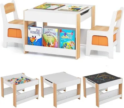 Productafbeelding van Multifunctionele Kindertafel met Stoelen – Activiteitstafel voor Kinderen met Opbergruimte