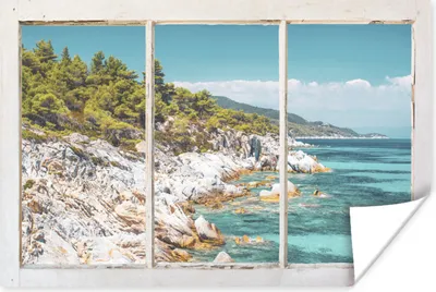 Produktbild von MuchoWow® Poster Aussicht - Meer - Strand 90x60 cm - Schlafzimmer
