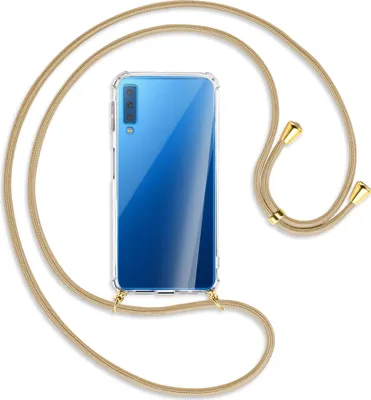 Produktbild von Handykette Backcover-Schutzhülle mit Band (Metall goldfarben) für Samsung Galaxy A7 2018 - caramel