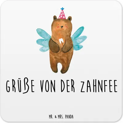 Produktbild von Mr. & Mrs. Panda Untersetzer für Gläser Bär Zahnfee 6er Set - Weiß - Geschenk, Teddy, Erster Zahn, Fee, Milchzahn, Tassen, Glas-Untersetzer, Tischuntersetzer, Coaster