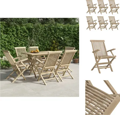 Image de vidaXL Chaises de jardin 6 pcs. Pliable Gris 56x61x89 cm Bois massif Teck - Chaises de jardin