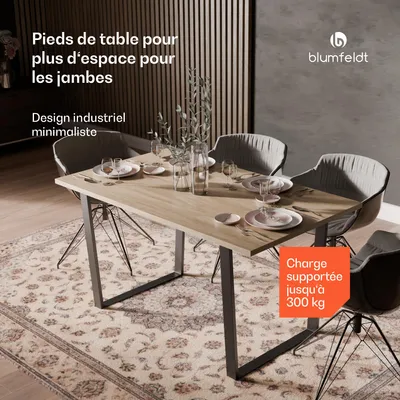 Image de Blumfeldt Ayr Pieds de table – Pieds de table en métal robustes pour salle à manger, design industriel moderne, hauteur 72 cm, largeur 72 cm, noir