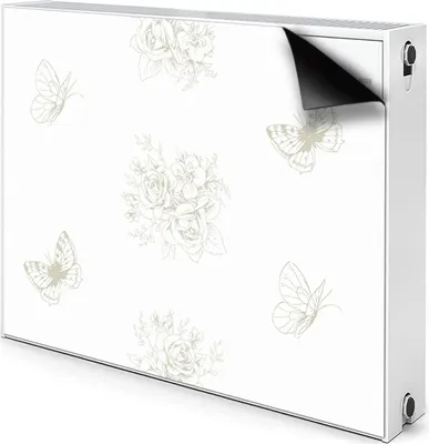 Produktbild von Magnet Heizkörper Heizkörper-Abdeckung Heizkörperabdeckung 80x60 cm  - Schmetterlinge und Blumen