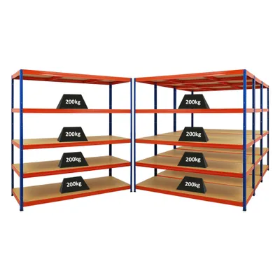 Produktbild von Mega Deal | 4x Schwerlastregal Giant Elephant | HxBxT 180x180x60cm | Fachlast 200kg | Blau-Orange