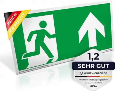 Produktbild von Schild Notausgang | 297x148 | rechts aufwärts