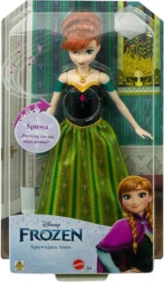 A doll of Anna from Disney's Frozen, displayed in its retail packaging.