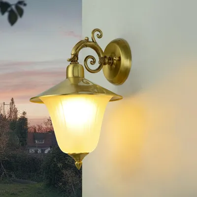 Immagine prodotto di Lampada da parete in ottone vetro antiruggine rustico decorato ANDROS luce esterna porta d'ingresso cortile terrazza
