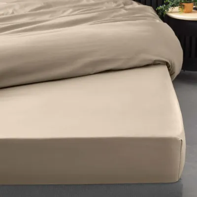 Image de Drap housse - Douceur d'Intérieur - percale - Percale de Coton 78fils - 190x140cm - Marron Claire Naturel
