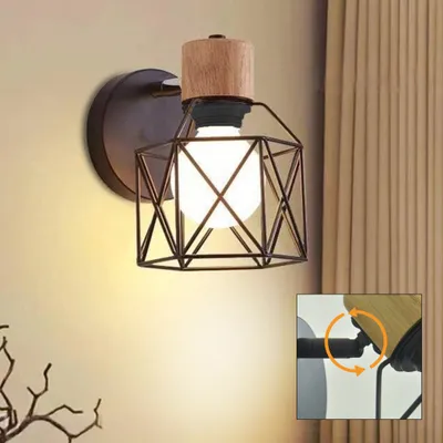 Produktbild von Wandleuchte, Verstellbare Wandlampe, Wandbeleuchtung aus Holz, Wandstrahler ohne Leuchtmittel,  Nachttischlampe, E27, 220 V, für Wohnzimmer, Flur