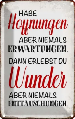 Produktbild von vianmo Blechschild 18x12 cm habe Hoffnung Erwartungen Wunder Spruch Zitat