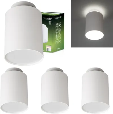 Produktbild von LUMILED 4er Set Aufbauspot GU10 Fassung Weiß Feste Deckenspot Aufputz Deckenstrahler Modern Spot Deckenleuchte Aluminium Aufbaustrahler 230V Rund für Flur Wohnzimmer Küche Schlafzimmer H: 15cm 4 Stück