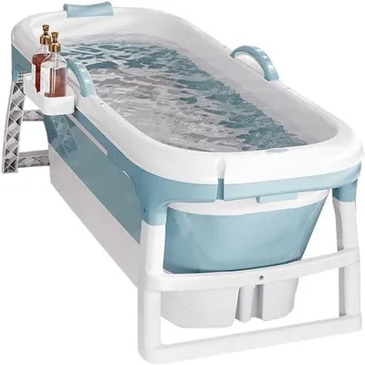 Zdjęcie produktu dla Składana wanna 118 x 60 x 53 cm - plastikowa - z pokrywą - idealna do łazienki i balkonu