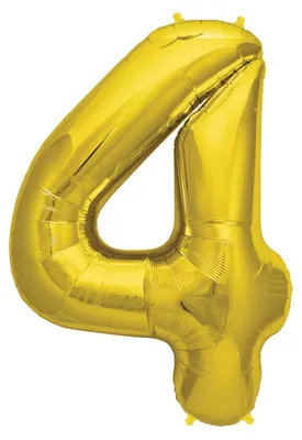 Produktbild von Zahlenballon 4 Gold für Geburtstag & Jubiläum, Helium geeignet, ca. 86 x 41 cm