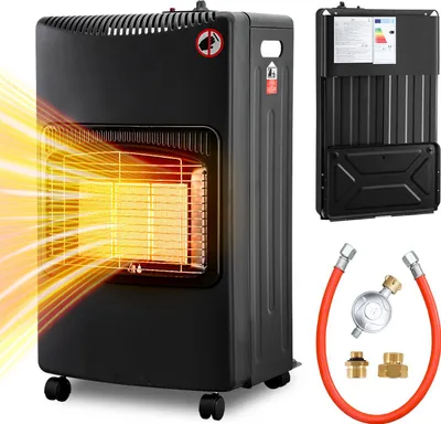 Produktbild von Bettizia Gasheizung Innenräume 4200W Gasofen 3 Heizstufen inkl. 50cm Gasschlauch Gasdruckregler Keramikheizplatten Camping Gasheizofen mobil Mit Deutsch-Europa-Konverter
