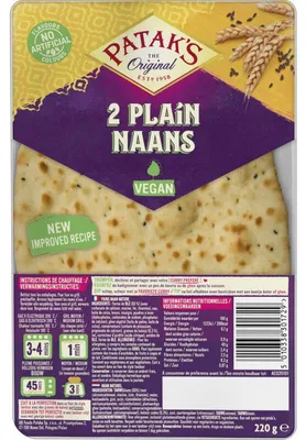 Zdjęcie produktu dla Patak's Naan Plain 240g – Miękki, tradycyjny indyjski placek do curry i dipów