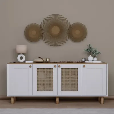 Produktbild von Skye Decor, Hochwertiger Konsolentisch (3 Teile) - Saphir Eiche, 100% Melamin, 180 cm