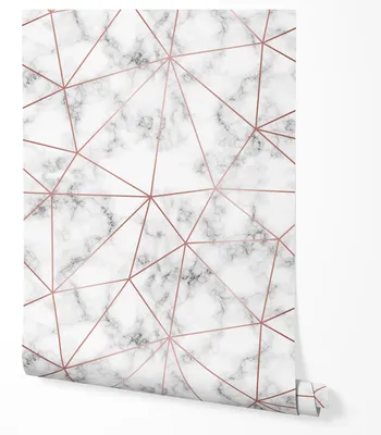 Produktbild von Vliestapete Marmor Weiß Grau Roségold Geometrisch Linien Muster Moderne Tapete für Wohnzimmer Schlafzimmer Flur Büro Elegantes Design Matt UV-beständige Tapete 10m x 0.5m
