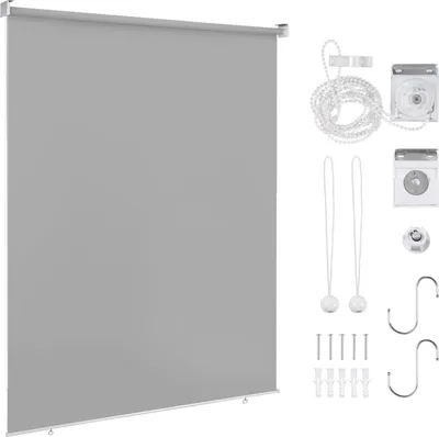 Produktbild von Faziango Senkrechtmarkise Grau 160 x 240cm Vertikalmarkise für Terrasse Balkon Seitenrollo Sichtschutz Sonnenschutz UV-Beständig