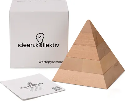 Produktbild von ideen.kollektiv Wertepyramide aus Holz – Bedürfnispyramide für Coaching, Therapie & Beratung, visualisiert Ziele und persönliche Entwicklung