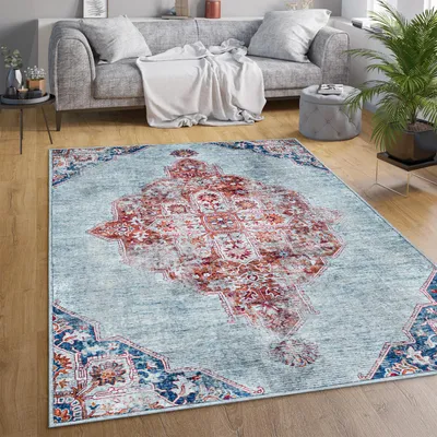 Produktbild von Teppich Wohnzimmer Flachgewebe Orient Marokkanisch Ornamente Vintage Waschbar Grösse 120x160 cm