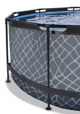 Produktbild von EXIT Stone Rahmenpool ø360, Aufstellpool, mit Sandfilteranlage & Überdachung, Rund, Grau